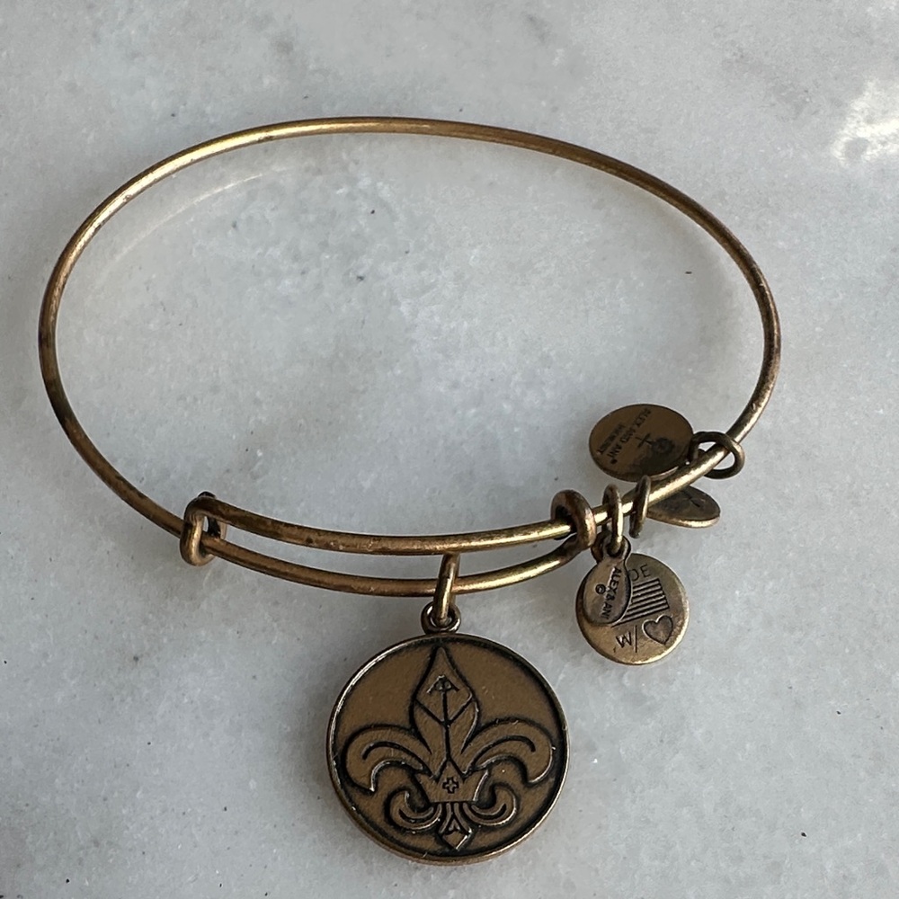 Alex and Ani Gold Fleur-de-lis Charm Bangle
